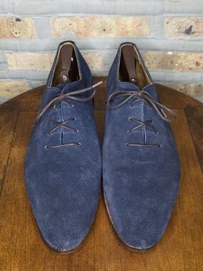 Men's Meermin Navy Suede Derby Shoes with Brown Laces Size 11M